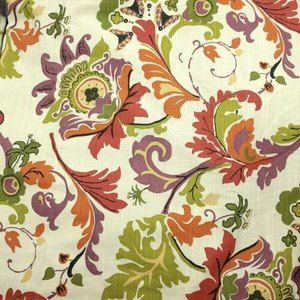 Floral Curtains 84 x 48 World Market Panels 2 Beige Purple Green Orange Red